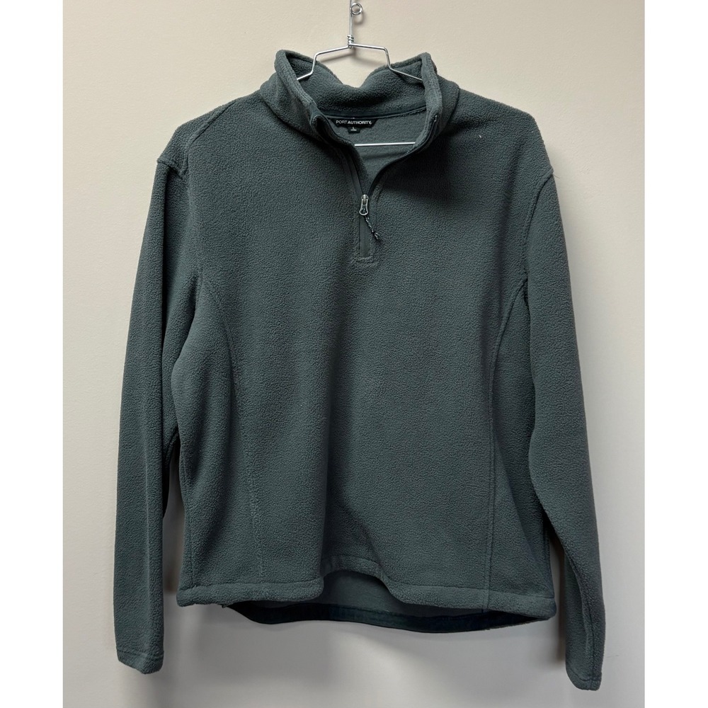 Port Authority Mens Large Gray Quarter Zip Fleece Pullover Jacket L